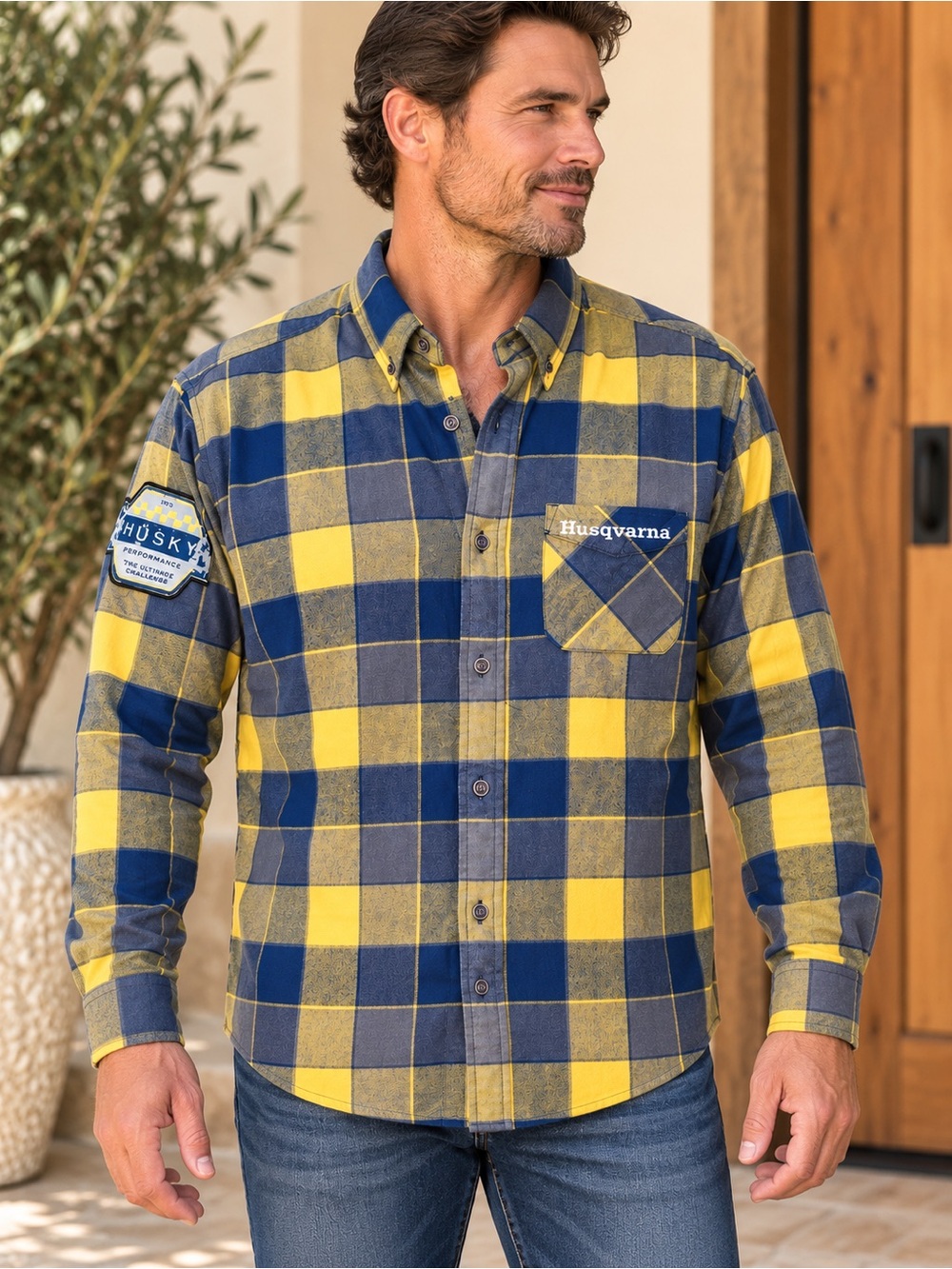 Husqvarna Pathfinder Men’s L Discontinued Plaid Flannel Moto Shirt #962